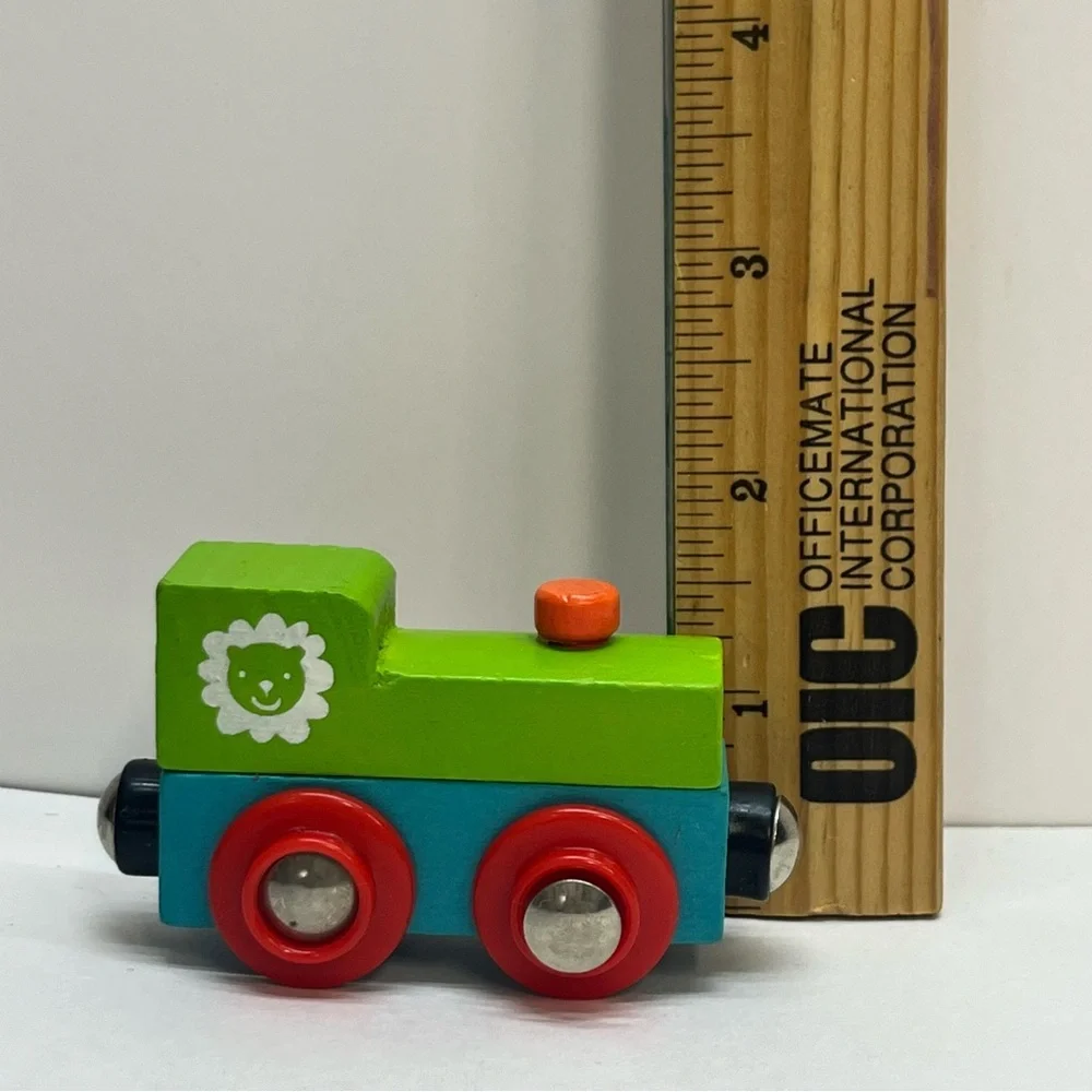 Train magnetic wooden toy train green blue red‎ lion graphic replacement